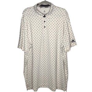 Adidas White Golf Polo Shirt Mens 2XL Performance Business Casual All Over Print